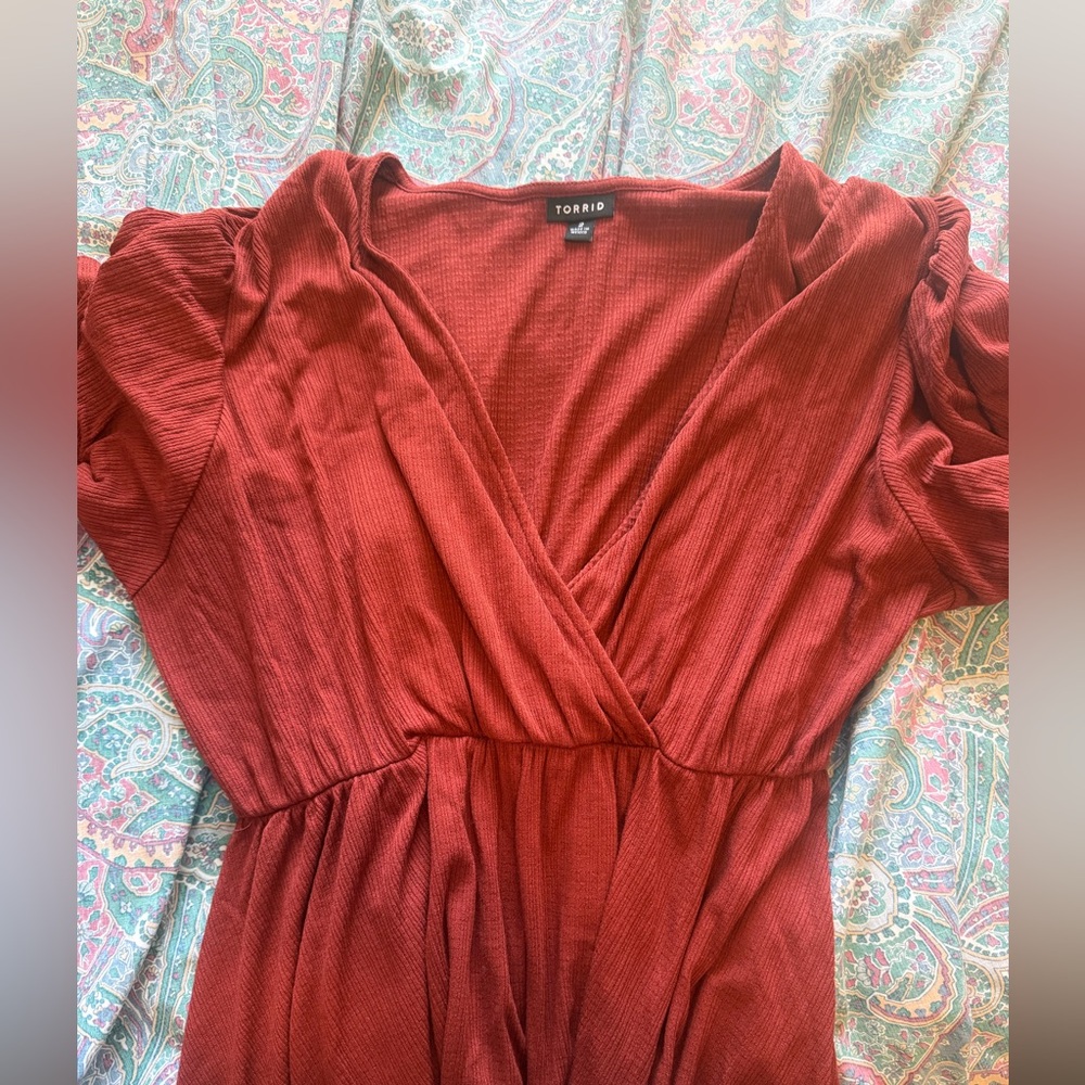 Torrid Deep Red Textured Blouse, size 2X